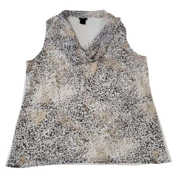 Ann Taylor Womens Sleeveless Animal Print Cowl Neck Blouse Large - Picture 2 of 7